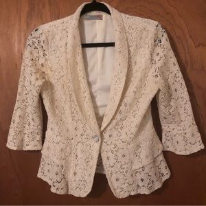Lipstick Ivory Lace Blazer with Back Bow